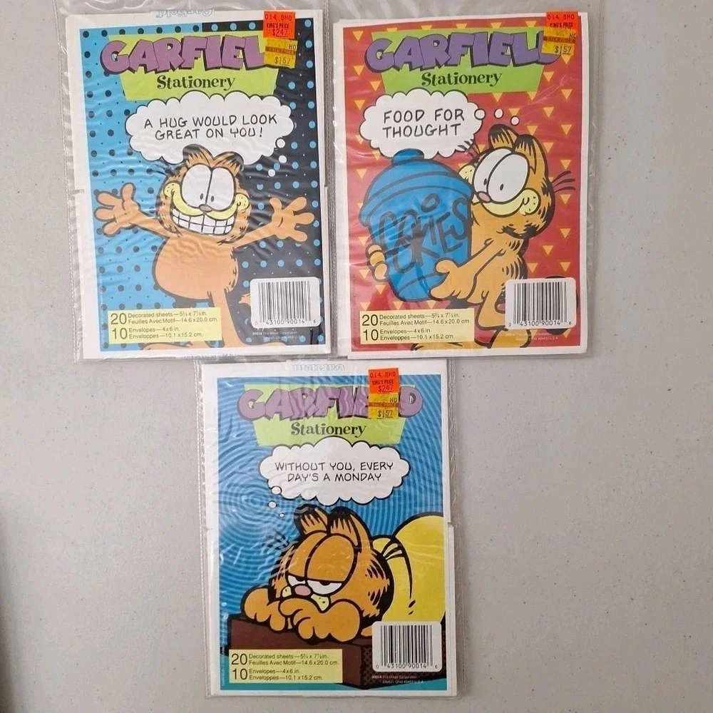 Vintage 1978 Mead Garfield Cat Stationary Sets Note Paper & Envelopes 3 Full Set